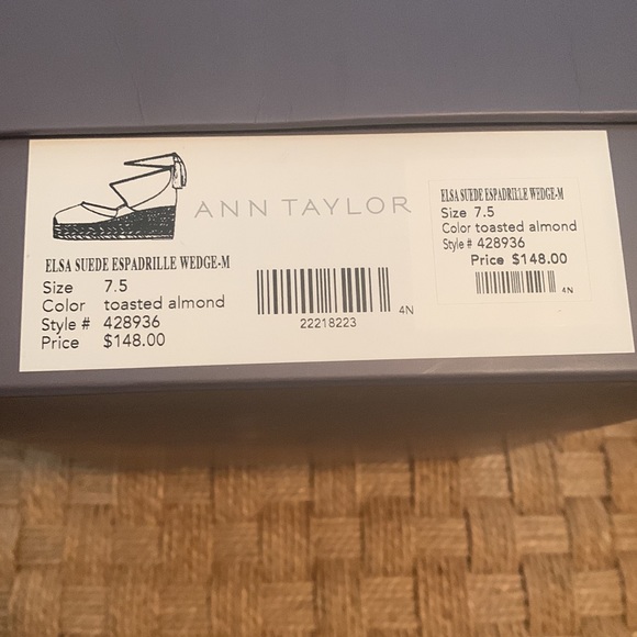 Ann Taylor Elsa Suede Espadrille Wedge—Toasted Almond ankle wrap sandal - Picture 7 of 9